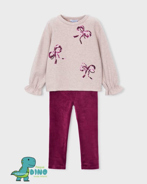 Conjunto legging terciopelo lazos