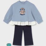 conjunto sudadera legging flare bebé niña azul Mayoral