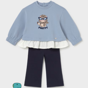 conjunto sudadera legging flare bebé niña azul Mayoral