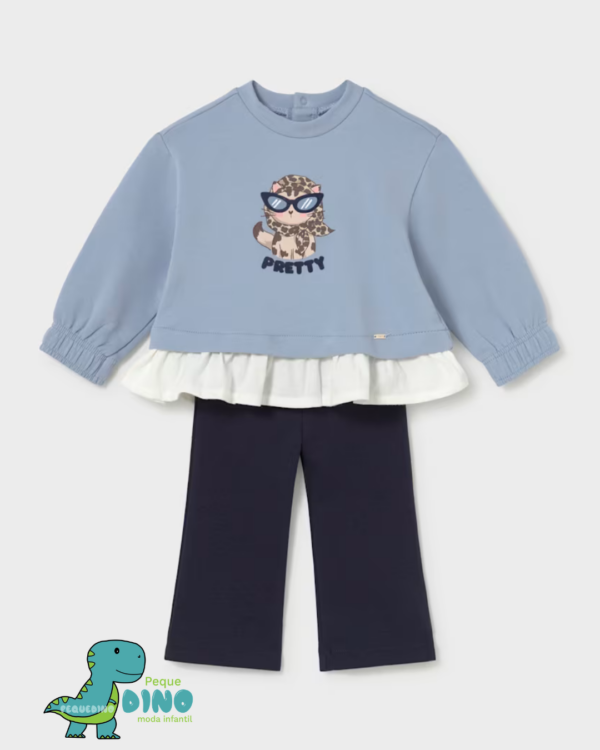 conjunto sudadera legging flare bebé niña azul Mayoral