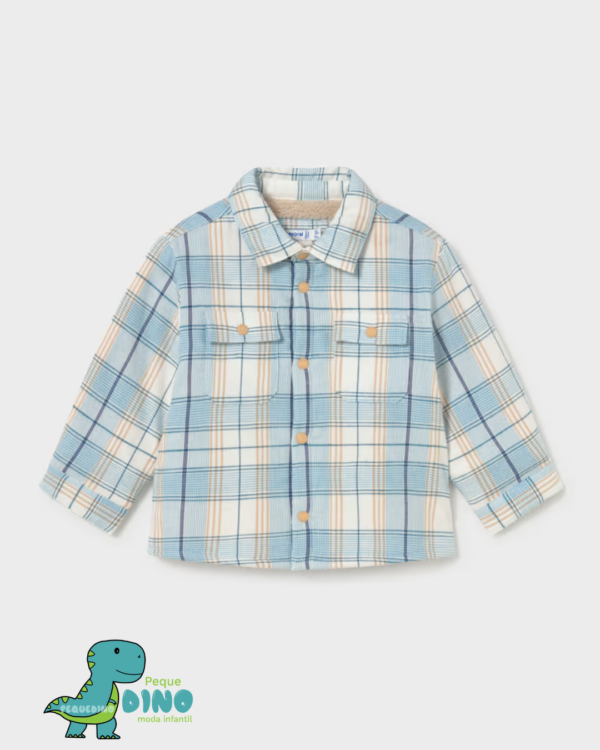 sobrecamisa cuadros bebé azul crema Mayoral