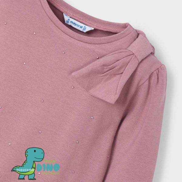 Camiseta Manga Larga Lazo Hombro Niña Rosa Mayoral – Pequedino
