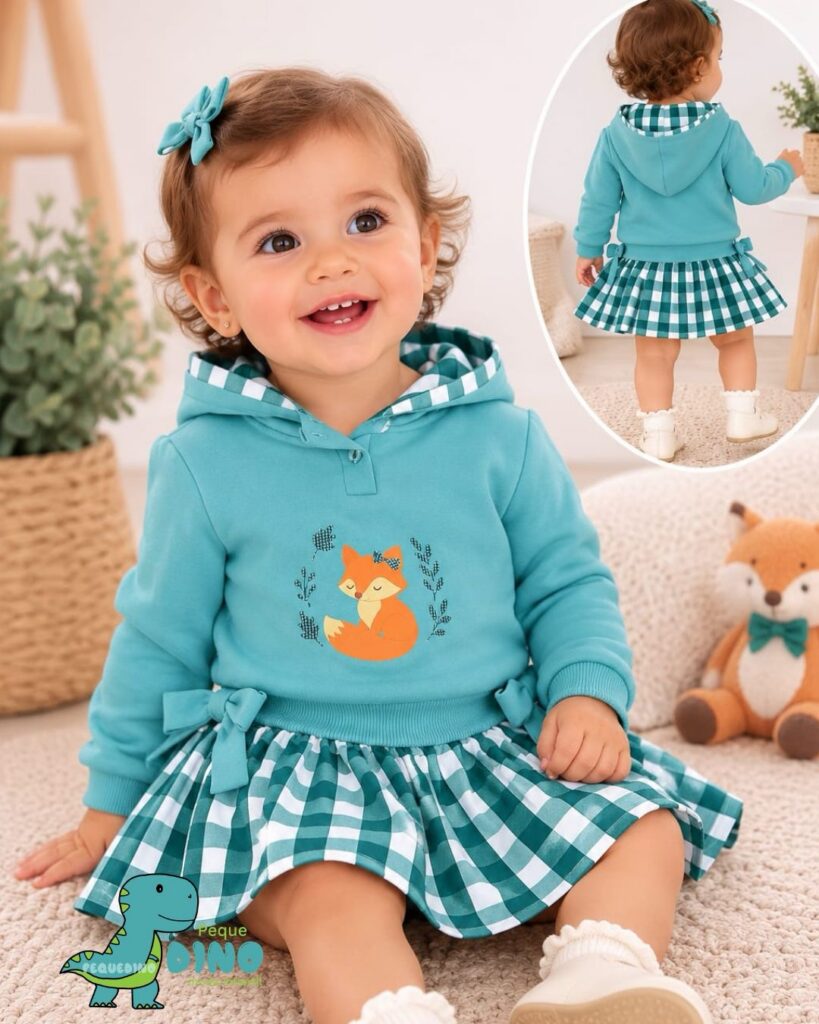 Conjunto turquesa falda vichy