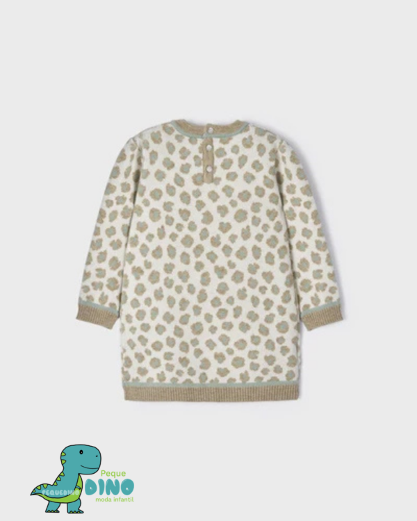Vestido Punto Leopardo Bebé Niña Verde Kaki