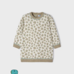 Vestido Punto Leopardo Bebé Niña Verde Kaki