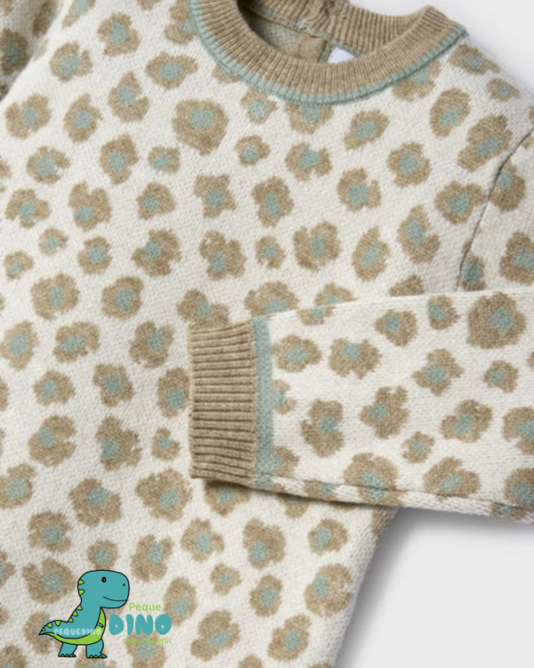Vestido Punto Leopardo Bebé Niña Verde Kaki