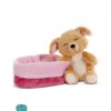 peluche perrito durmiendo cesta rosa NICI