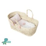 Capazo de palma de flores y vichy grande para muñecas de hasta 42 cm